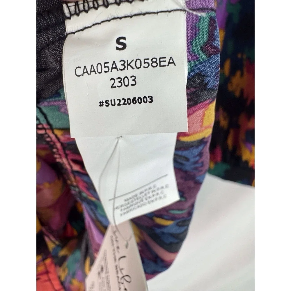 CUPSHE‎ NWT Size Small Colorful Abstract Floral Long Sleeve Tie Waist Dress